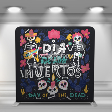 Dia de Los Muertos Tension Fabric Straight Display